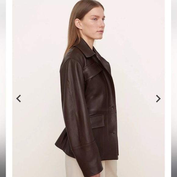 Vince Brown Leather Safari Jacket NWOT - Picture 2 of 9